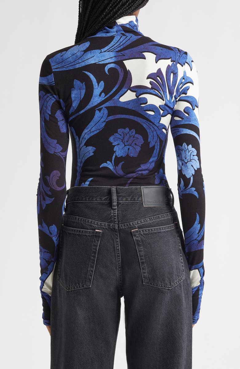 Alice + Olivia Delaina Print Turtleneck Crop Top, Alternate, color, Regal Retreat