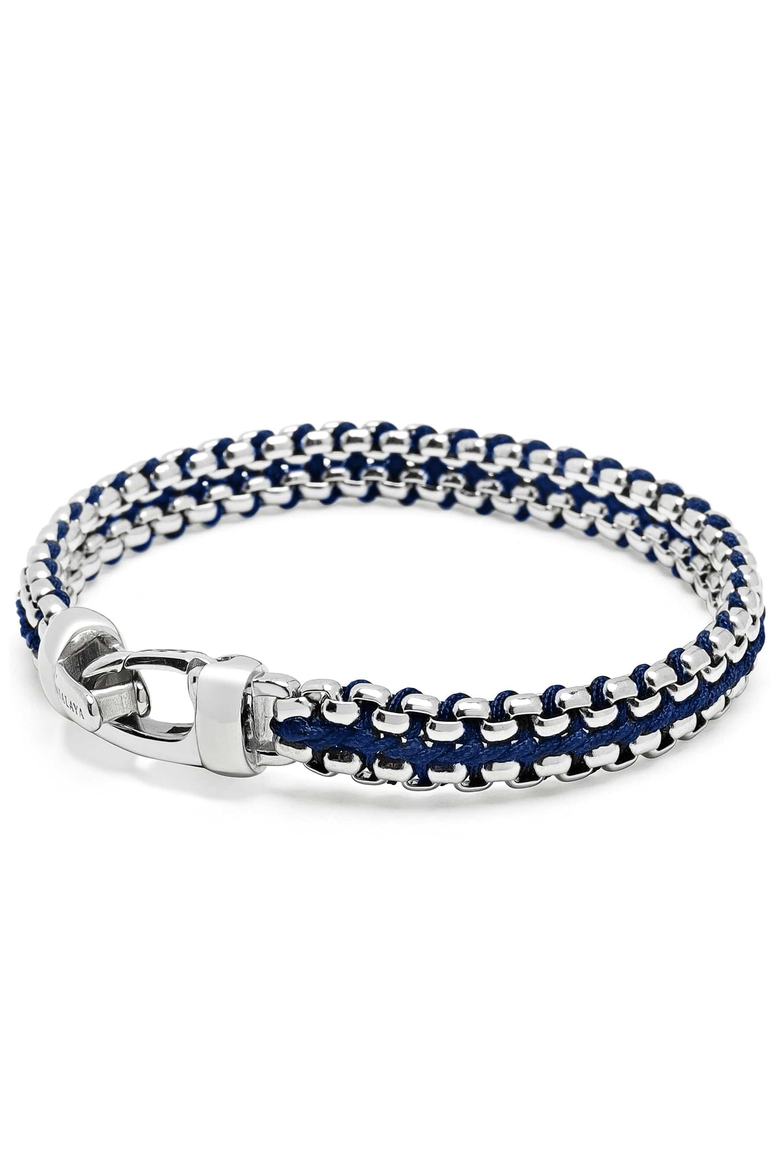 Navy Woven Box Chain Bracelet, Main, color, Navy
