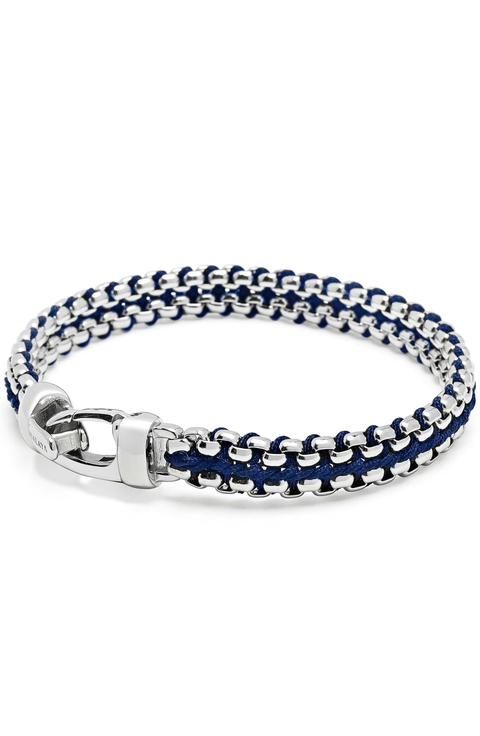 Navy Woven Box Chain Bracelet