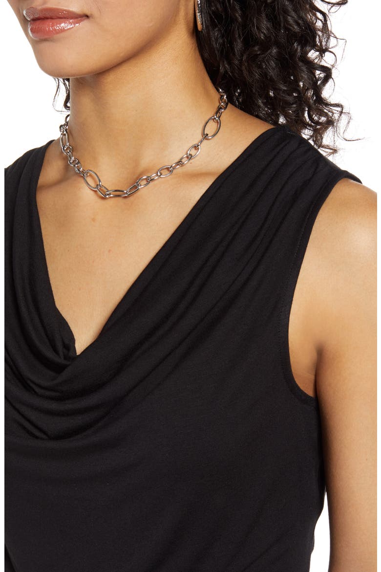Cowl Neck Shell, Alternate, color, BLACK