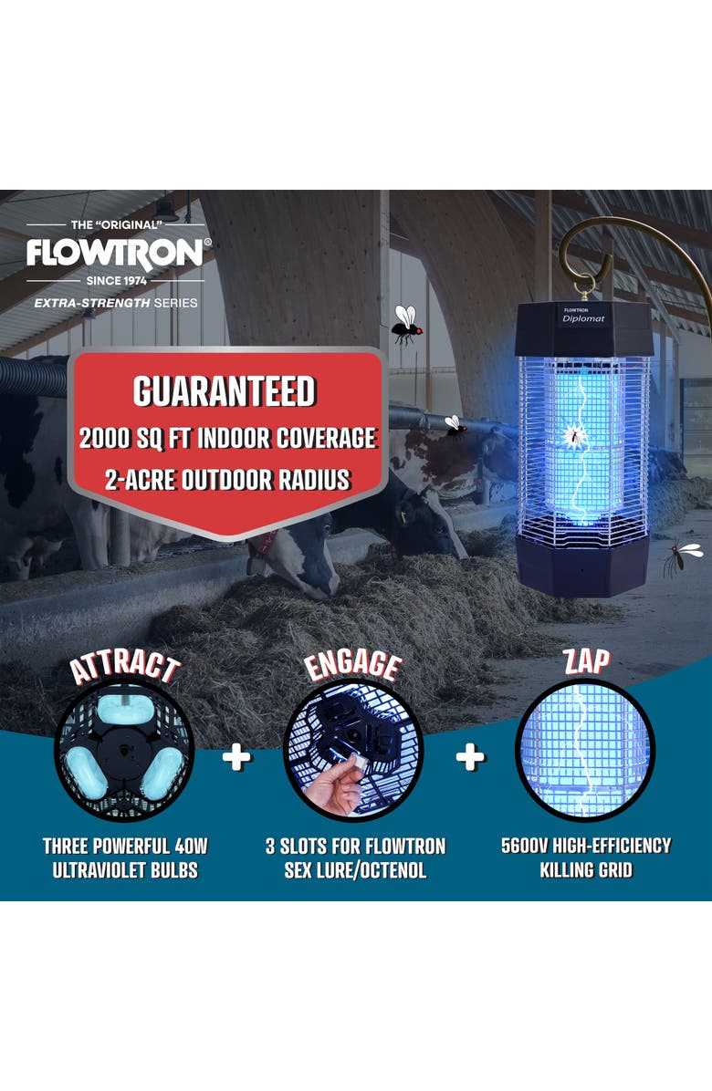 Flowtron Electric Bug Zapper 2 Acres / 2000 sq.ft,150W Indoor/Outdoor Bug Zapper w/Dual Lure Method, Alternate, color,