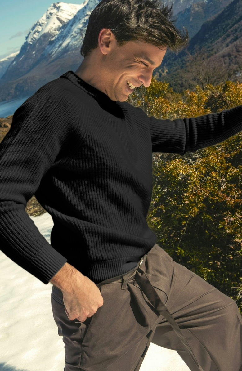 Italic Aidan Chunky Cashmere Crewneck Sweater, Alternate, color, Black