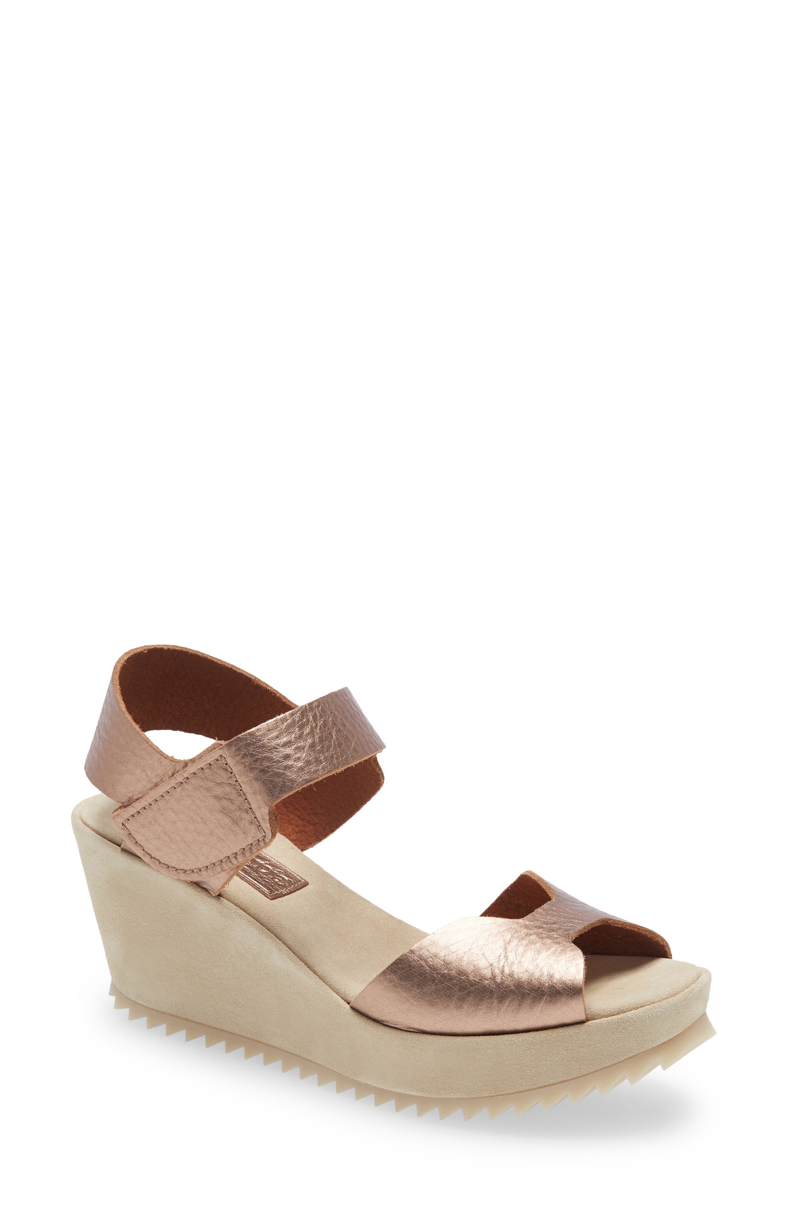Fama Platform Wedge Sandal, Main, color, MACARON CERVO LAME