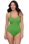 Women's Textured Classic Square Neck One Piece Swimsuit