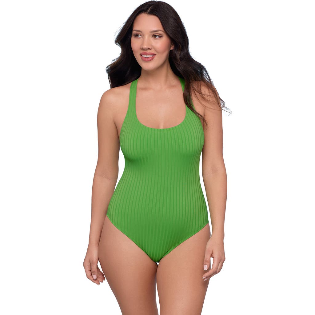 S3 Ribbed Scoopneck Crossback One Piece Swimsuit In Serpentine