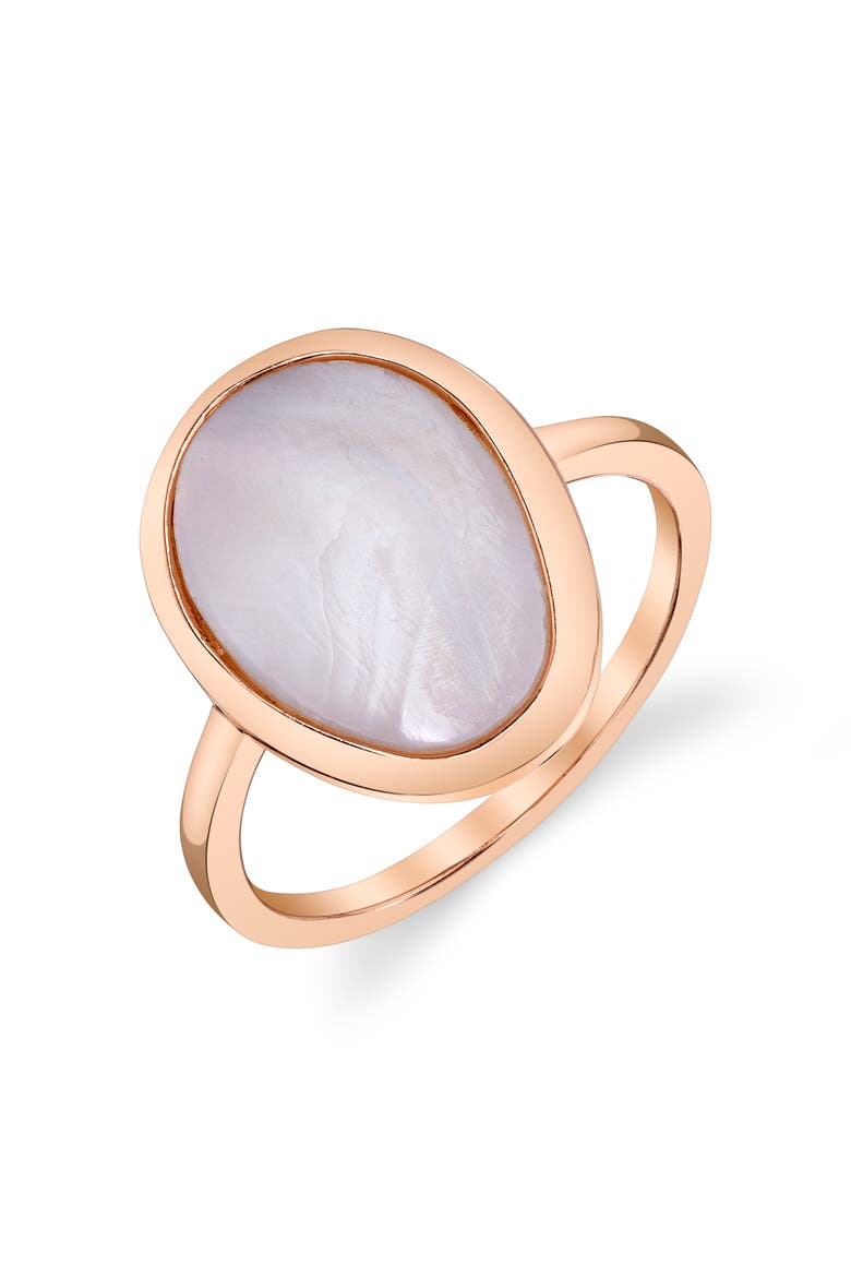 Pink Cultured Mother of Pearl Raya Ring, Main, color, Rose Gold Plated