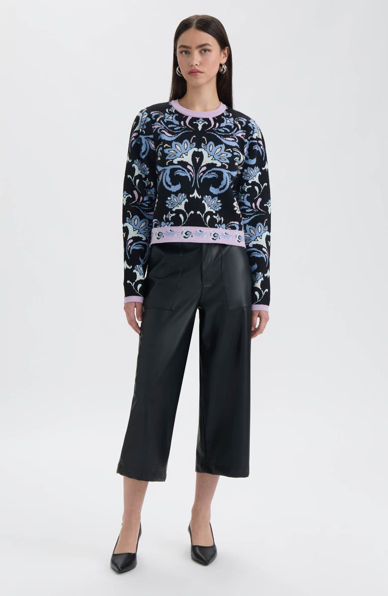 NVLT Crewneck Sweater, Alternate, color, Black Brocade Flower