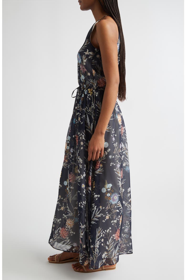 Floral Silk Chiffon Maxi Dress, Alternate, color, BLUE