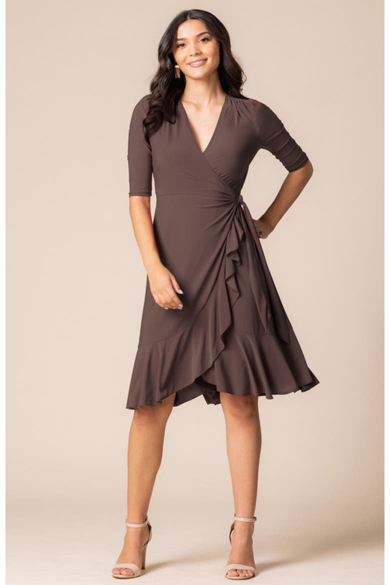 Whimsy Midi Wrap Dress, Alternate, color, Java