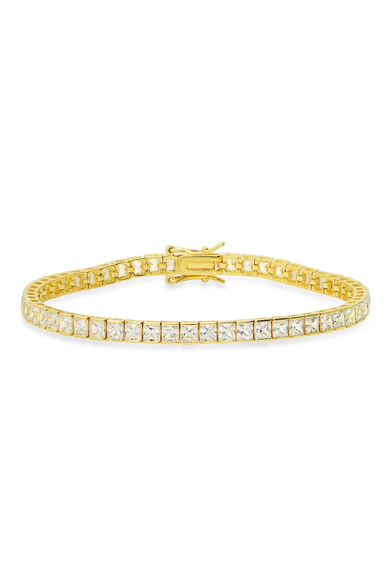 Sterling Silver Princess Cut Cubic Zirconia Tennis Bracelet, Main, color, GOLD