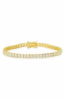 Queen Jewels Sterling Silver Princess Cut Cubic Zirconia Tennis Bracelet