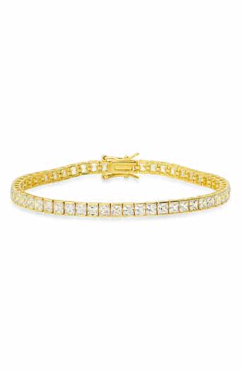 Queen Jewels Sterling Silver Princess Cut Cubic Zirconia Tennis Bracelet