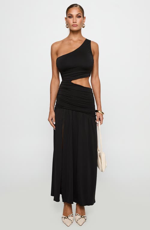 Princess Polly One-shoulder Cutout Detail Maxi Dress In Black