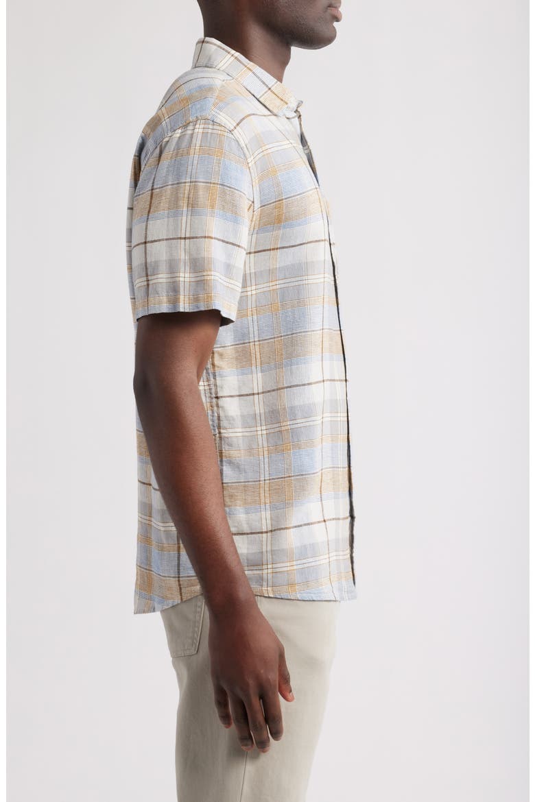 Dawson Plaid Linen Blend Button-Up Shirt, Alternate, color, GREY MULTI PLAID
