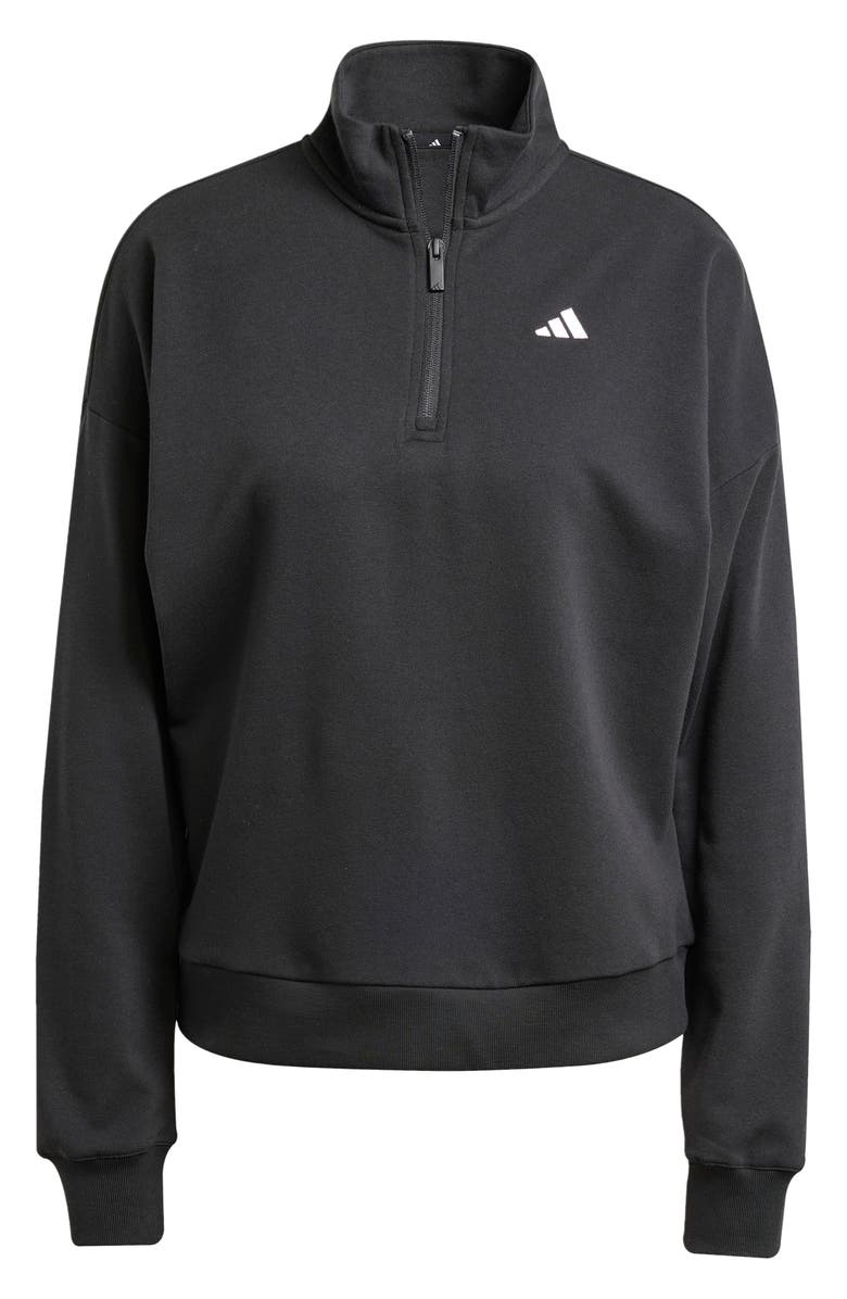 adidas French Terry Quarter Zip Pullover, Alternate, color, Black/ White