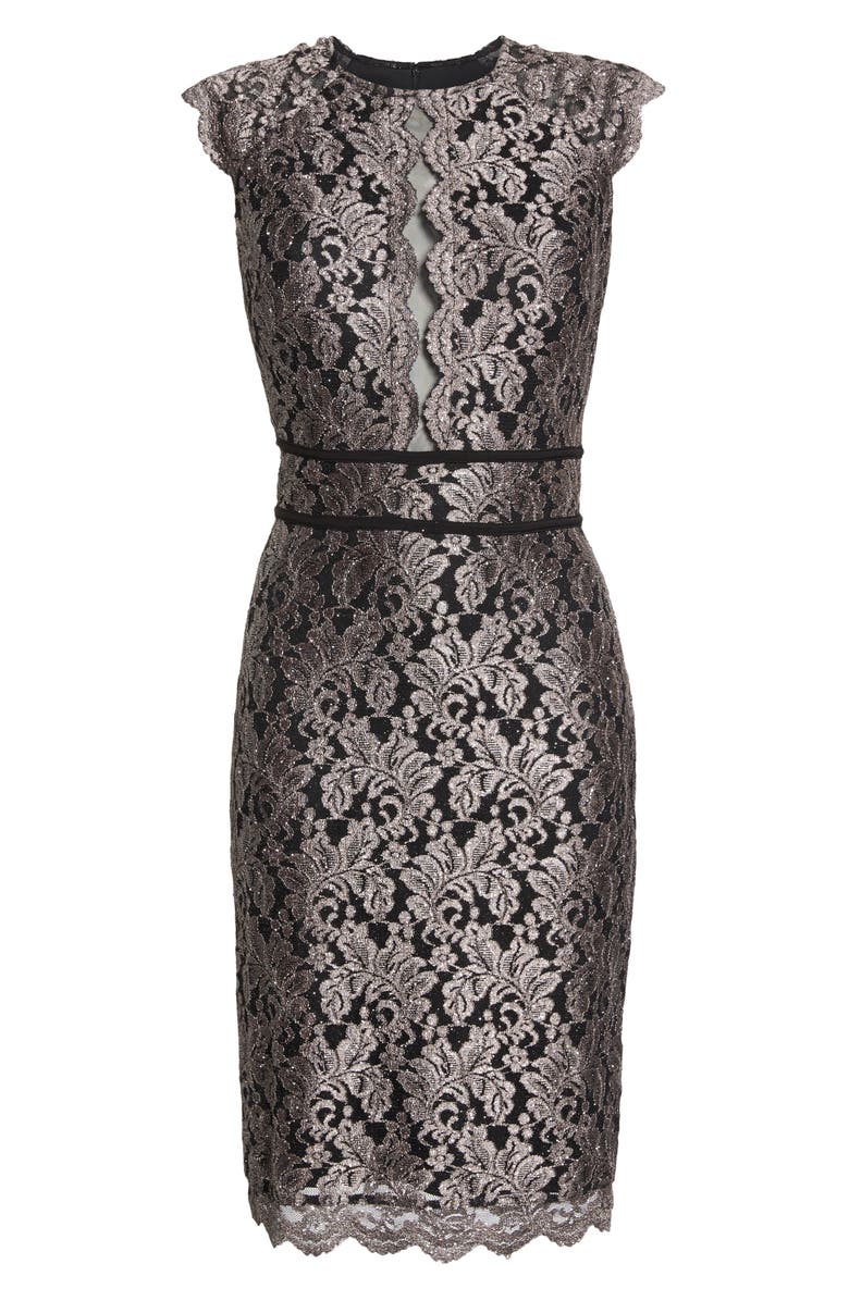 Morgan & Co. Scallop Detail Lace Dress, Alternate, color,