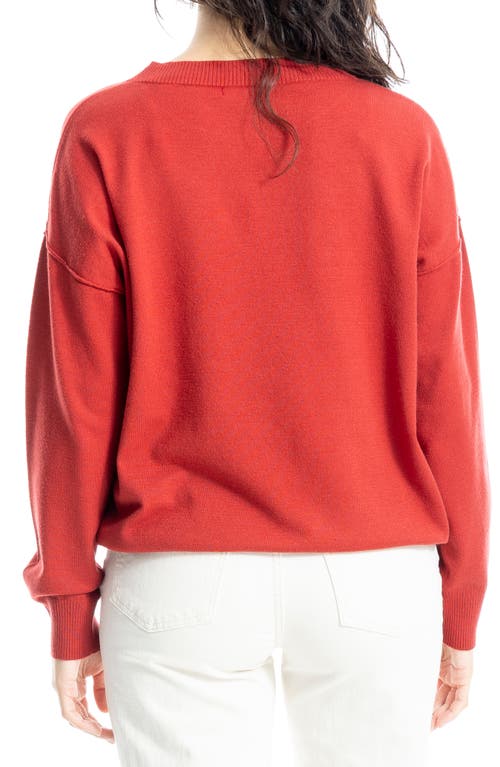 Max Studio Drawstring Hem Pullover Sweater In Red Cranberry