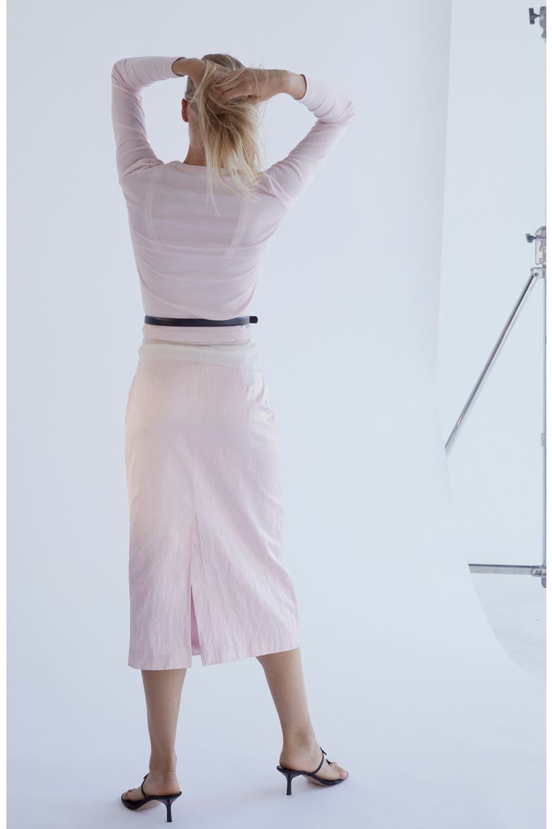 Metallic Satin Midi Skirt, Alternate, color, PASTEL PINK
