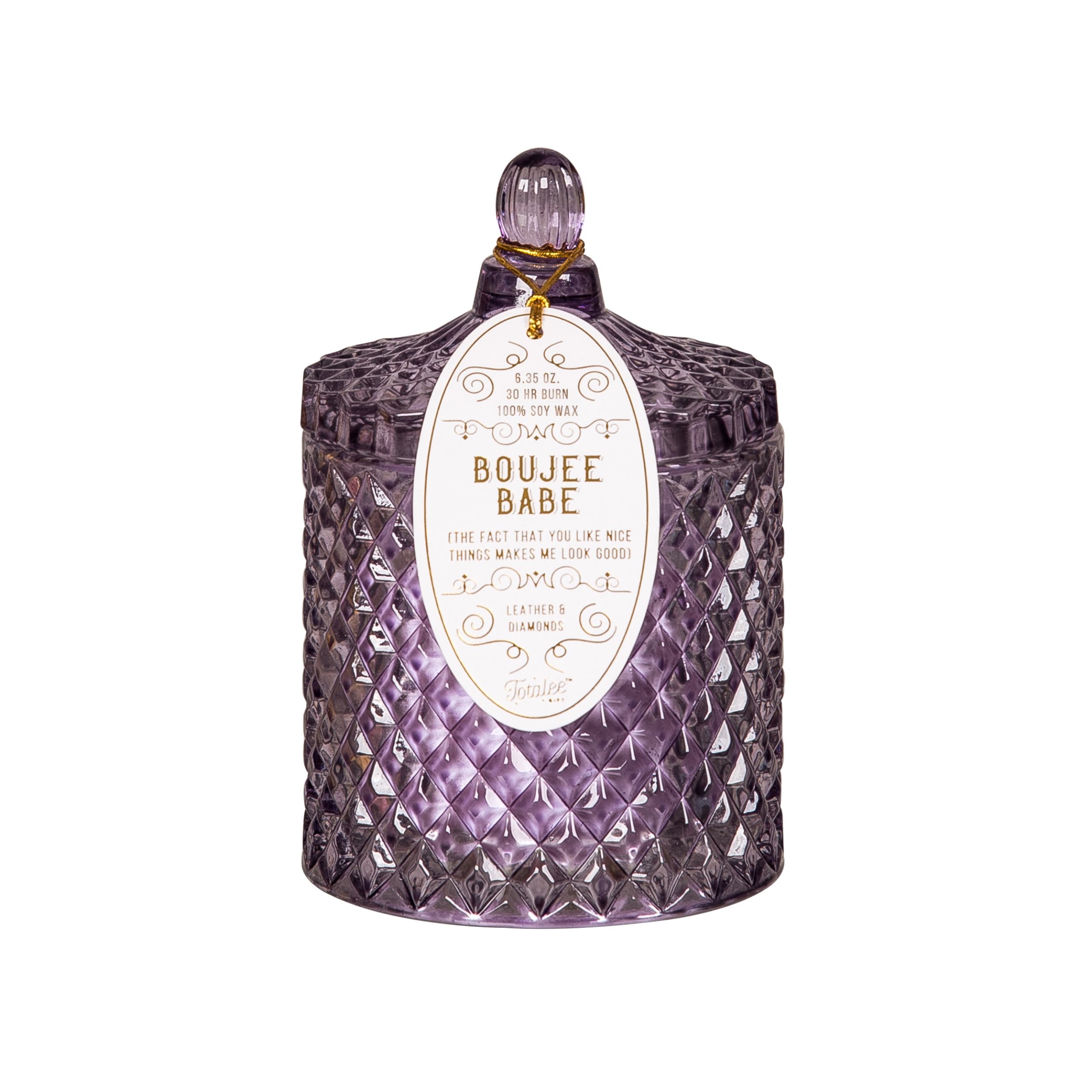 Totalee Gift Crystal Purple Boujee Babe Candle Wax Purple 6.35 oz Burn Time 30