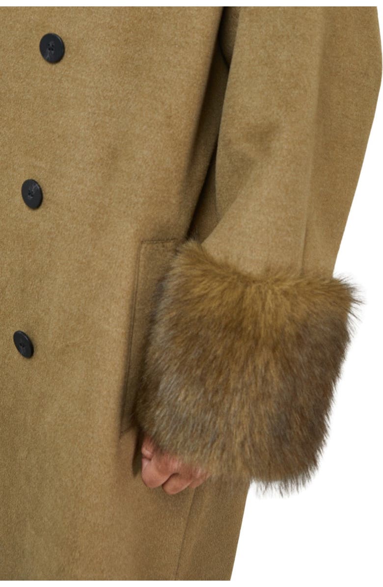 Warehouse Patch Pocket Faux Fur Cuff Maxi Coat, Alternate, color, Green