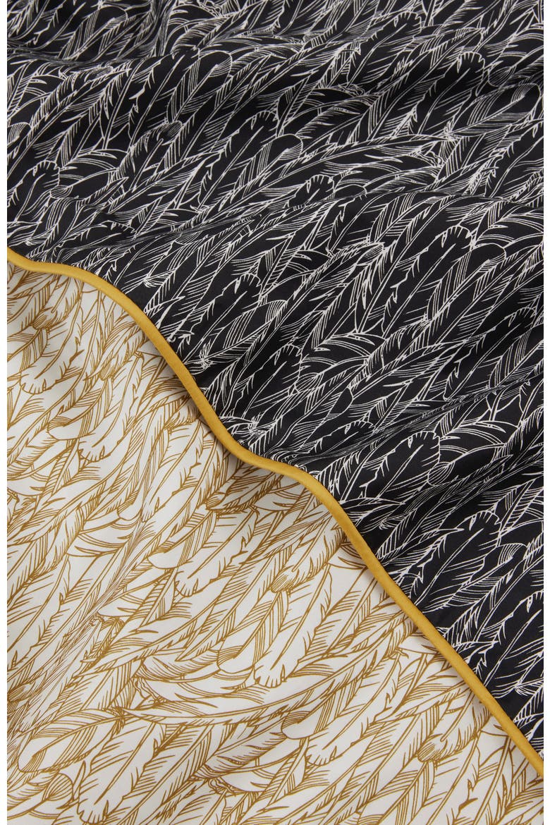 Feathers Duvet Cover, Alternate, color, Gold & Black