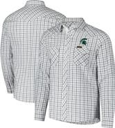 COLOSSEUM X WRANGLER Men's Colosseum x Wrangler White Michigan State Spartans Plaid Window Pane Long Sleeve Full-Snap Shirt