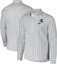COLOSSEUM X WRANGLER Men's Colosseum x Wrangler White Michigan State Spartans Plaid Window Pane Long Sleeve Full-Snap Shirt