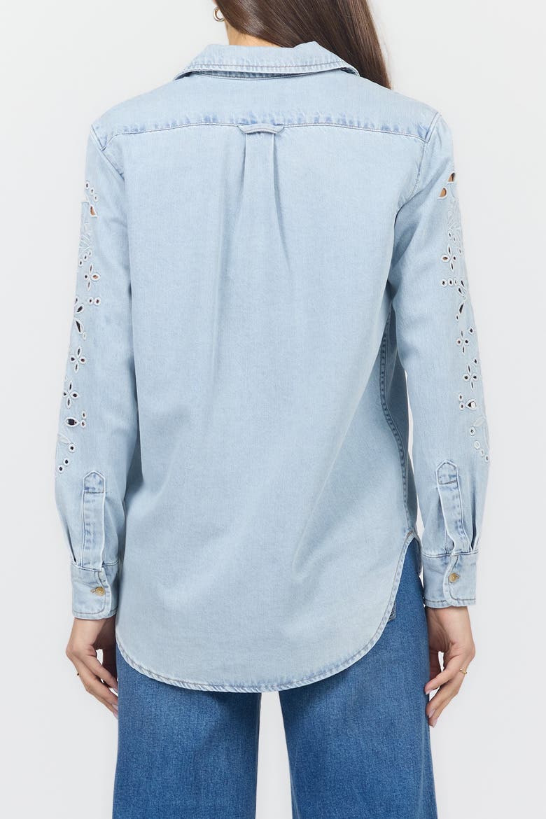 Galina Relaxed Embroidered Button Up Shirt, Alternate, color, Crystal Chalk Emb.