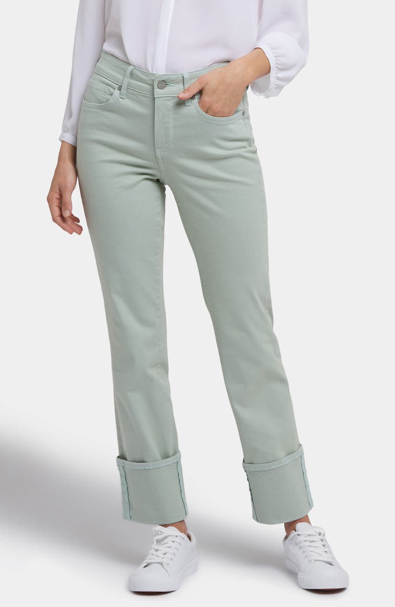 NYDJ Marilyn Wide Cuff Straight Leg Jeans, Main, color, Tomatillo