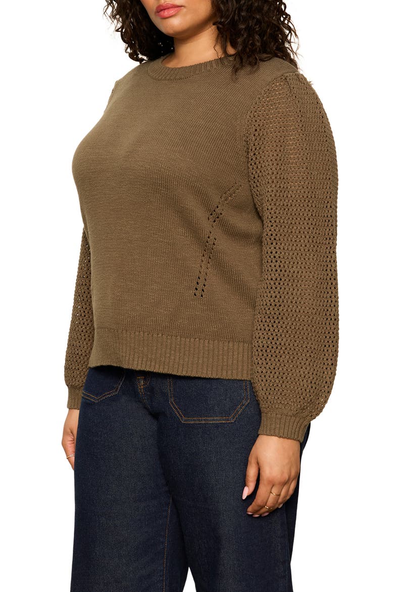 Rosie Mixed Stitch Sweater, Alternate, color, KALAMATA GREEN