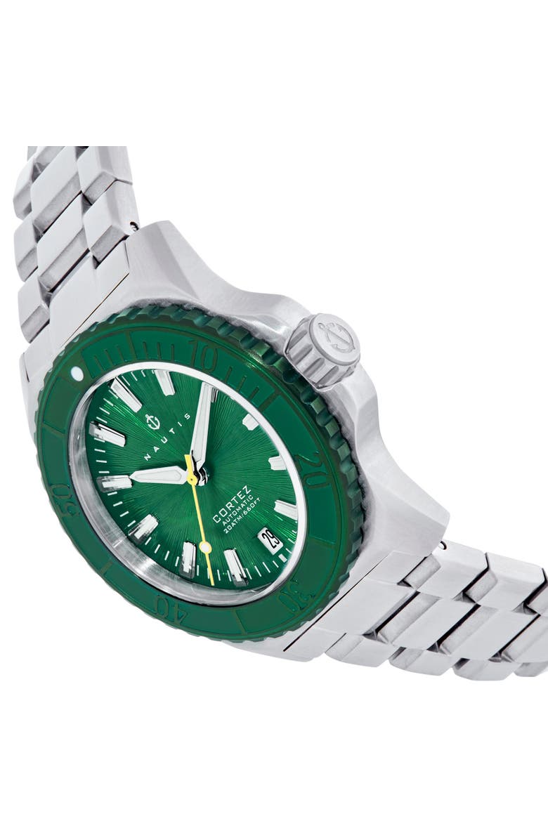 Nautis Cortez Automatic Bracelet Watch w/Date, Alternate, color, Green