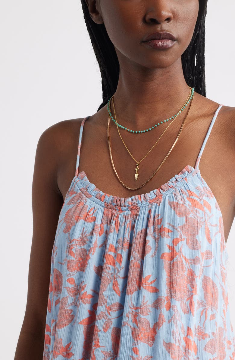 Treasure & Bond Floral Ruffle Hem Maxi Sundress, Alternate, color, Blue- Coral Jill Bloom