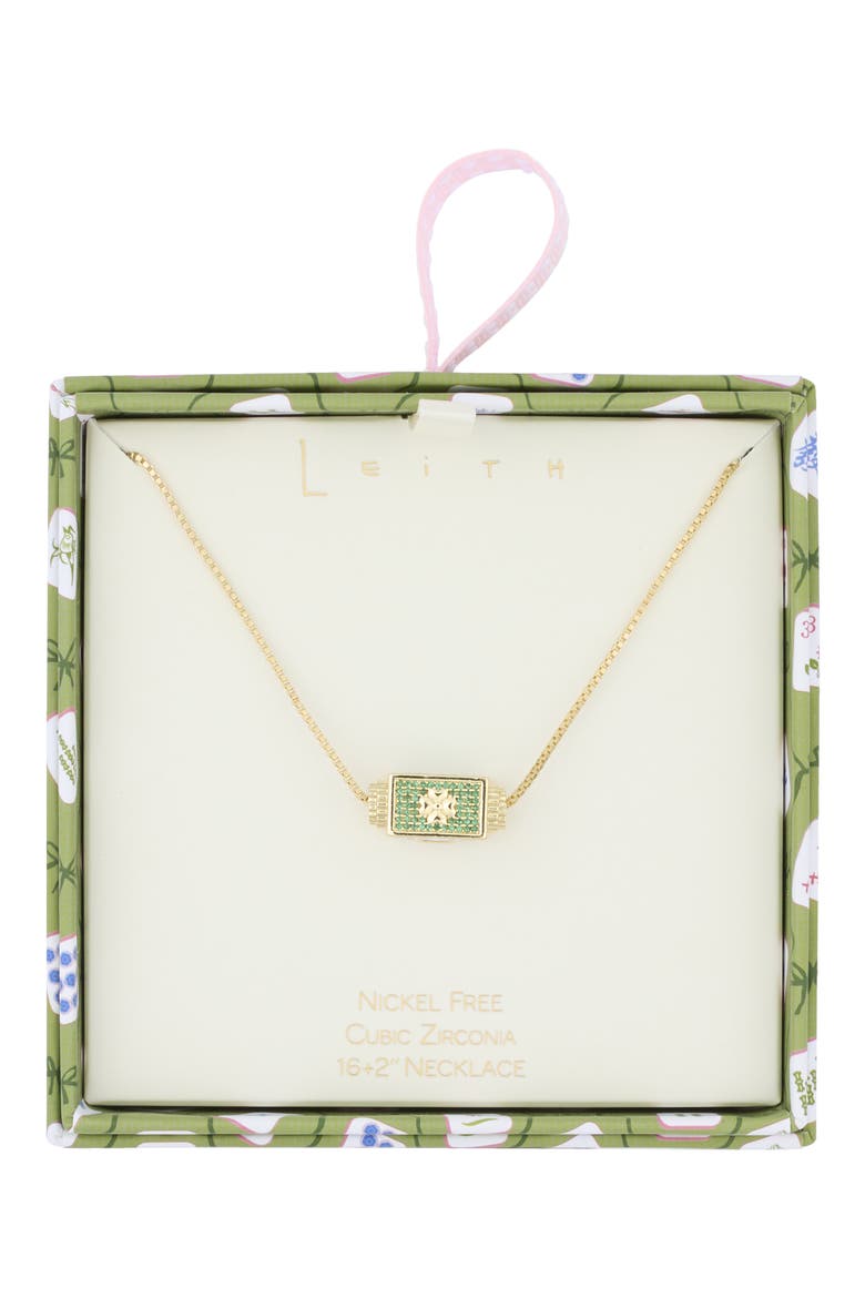 Pavé Spinner Pendant Necklace, Main, color, LUCK GREEN- GOLD