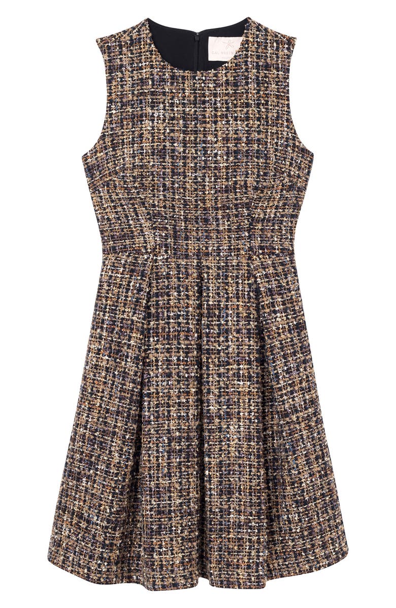 Gal Meets Glam Collection Tinsley Metallic Tweed Fit & Flare Dress, Alternate, color, 