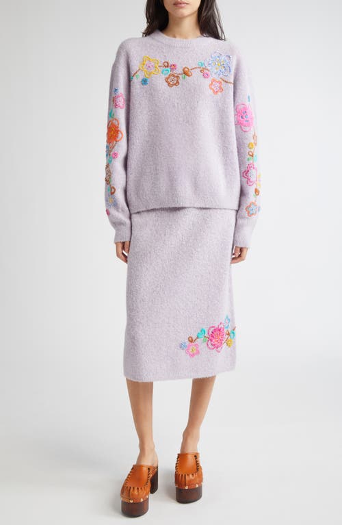 Yanyan Fafa Floral Embroidered Alpaca & Wool Blend Sweater In Multi