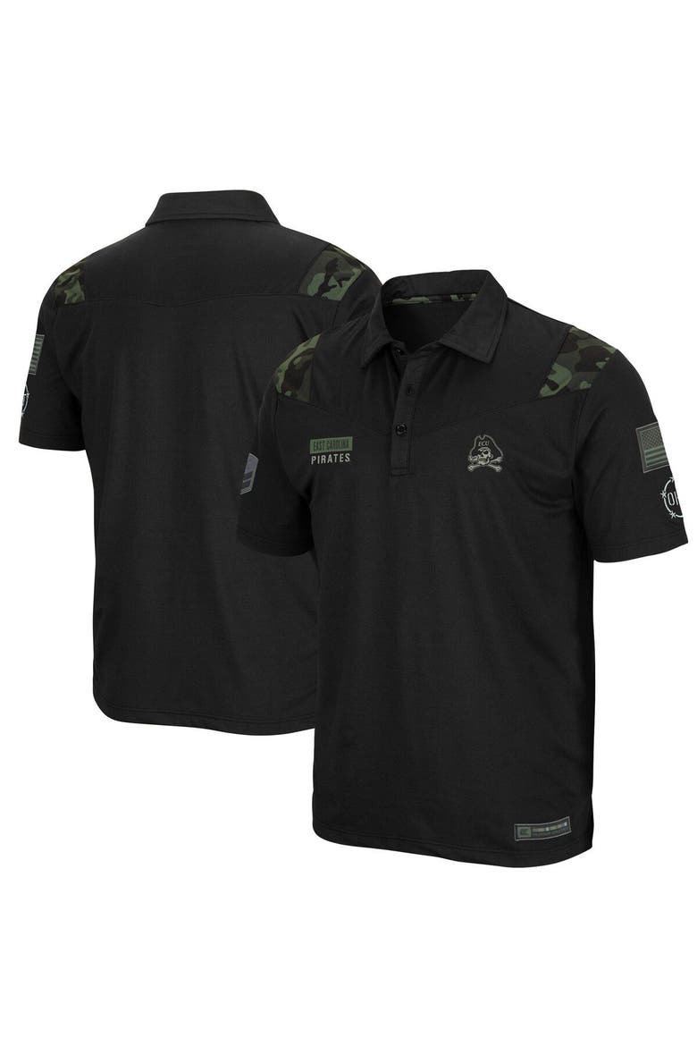 Men's Colosseum Black ECU Pirates OHT Military Appreciation Sierra Polo, Alternate, color, Black