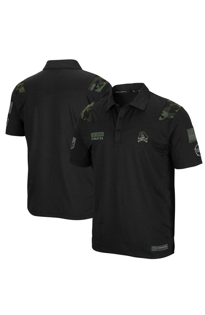 COLOSSEUM Men's Colosseum Black ECU Pirates OHT Military Appreciation Sierra Polo, Alternate, color, 