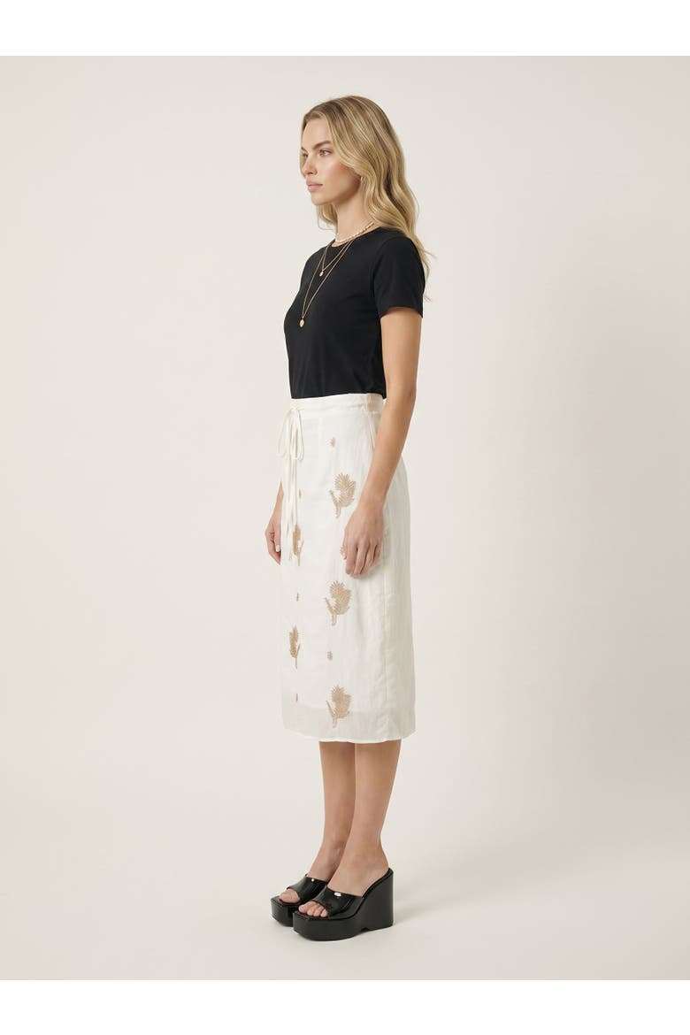 Sequin Embellished Midi Skirt with Drawstring Waist, Alternate, color, White