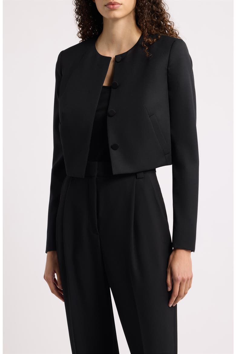 Jicena Virgin Wool Cropped Jacket, Main, color, BLACK