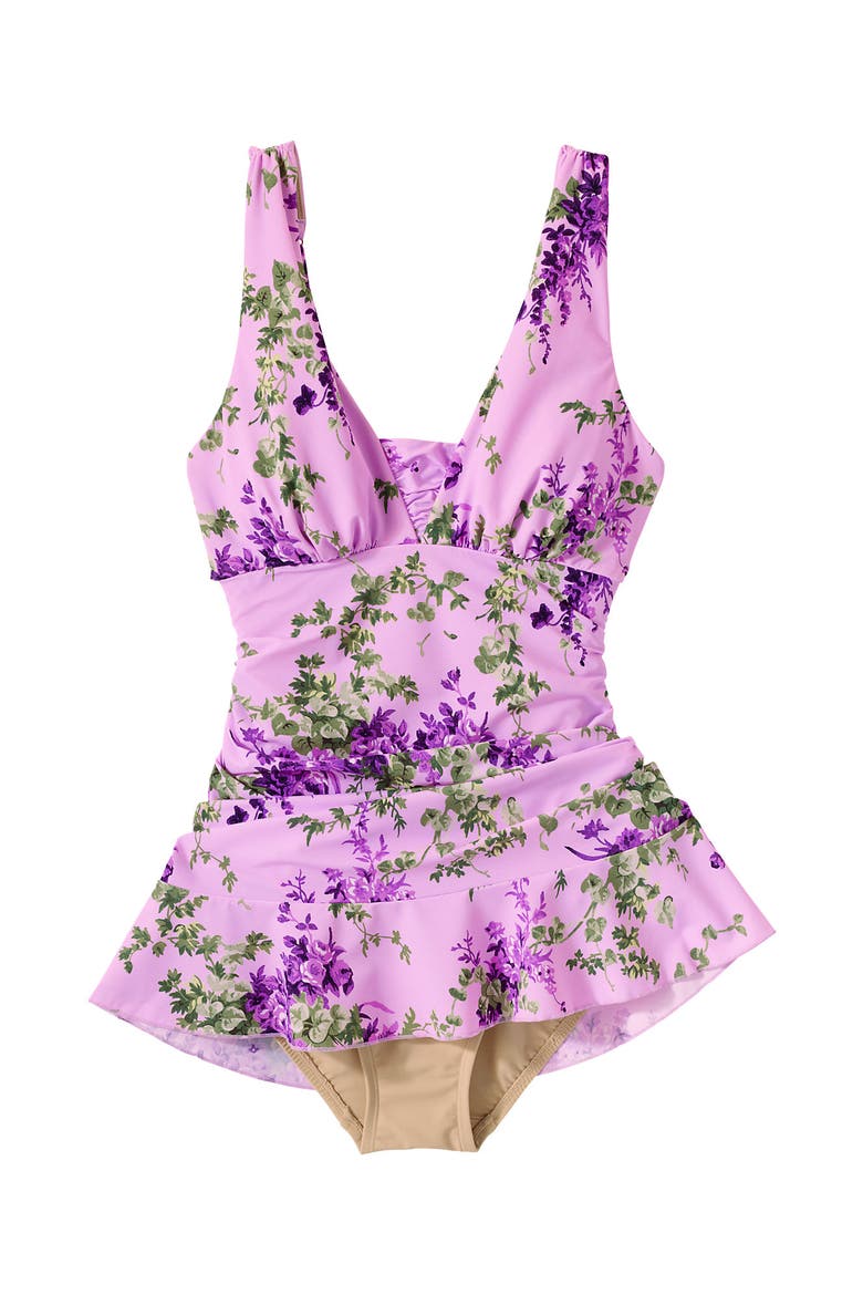 SlenderSuit Grecian Mini Swim Dress, Alternate, color, Pink/White Blooms