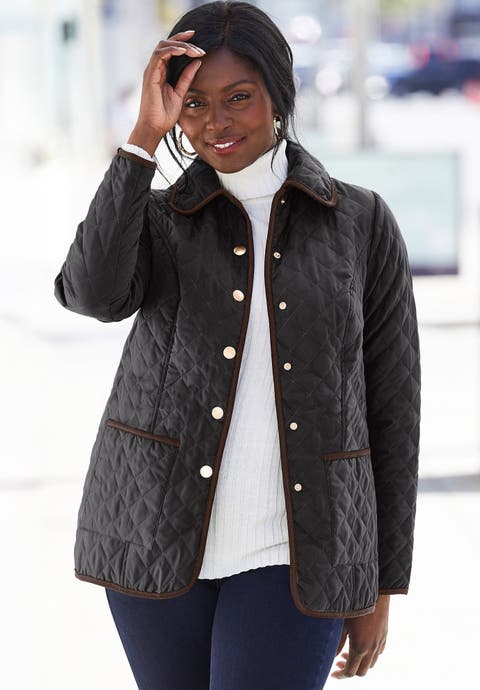 Snap-Front Quilted Coat (Plus Available)