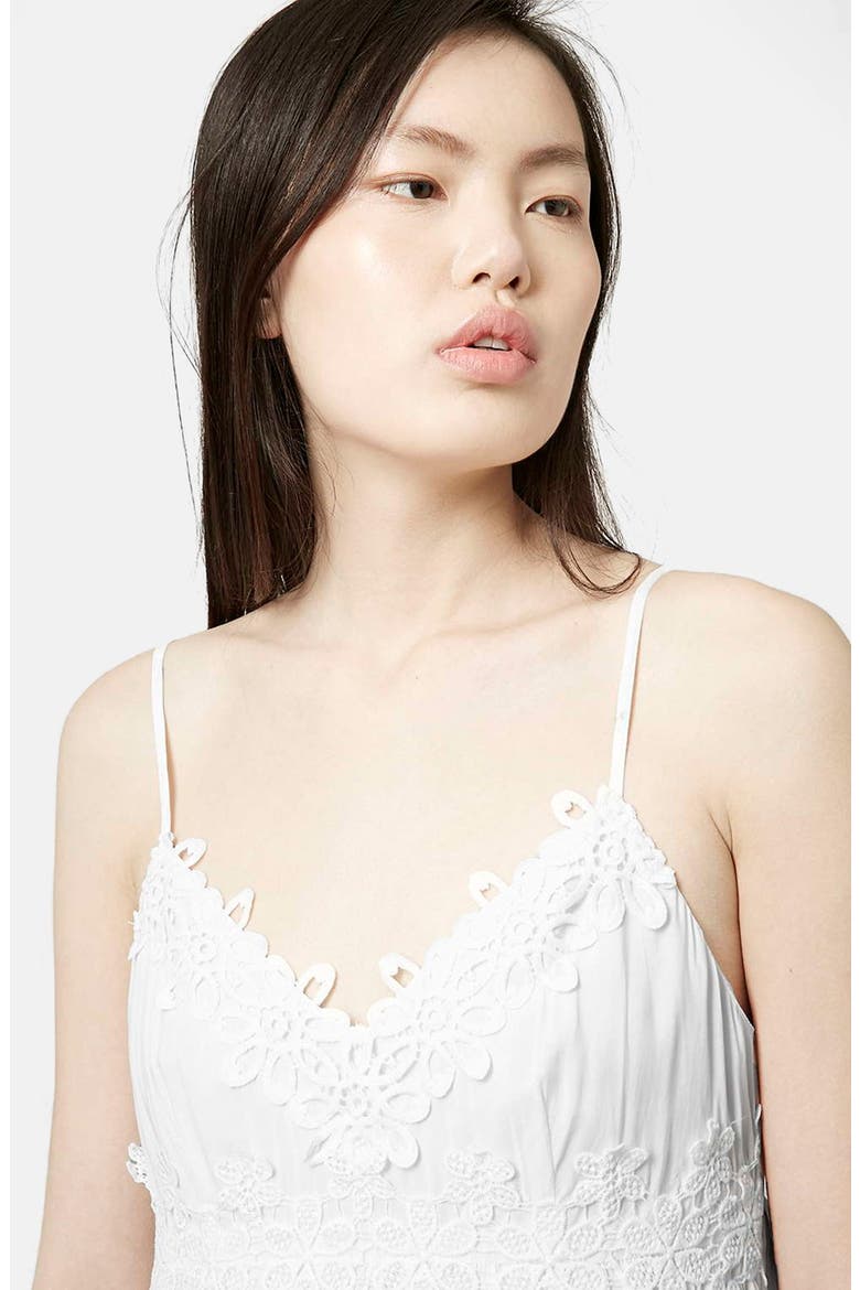Strappy Appliqué Babydoll Dress, Alternate, color, WHITE