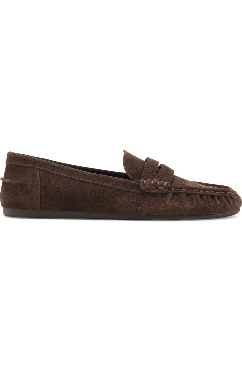 MANGO Suede Penny Loafer, Alternate, color, Chocolate