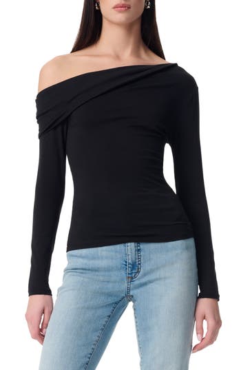 Robert Rodriguez Simonette Twisted One-Shoulder Long Sleeve Top in Black Beauty at Nordstrom Rack, Size Small
