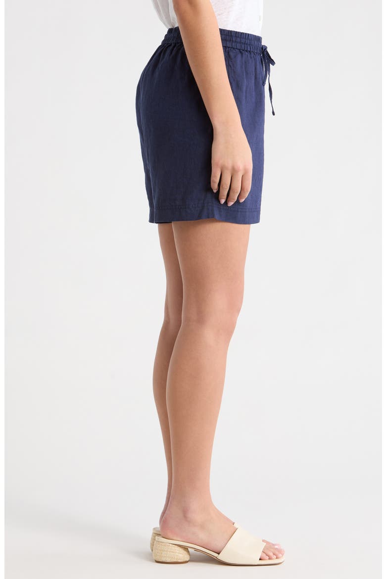 Two Palms Tie Waist Linen Shorts, Alternate, color, COASTLINE