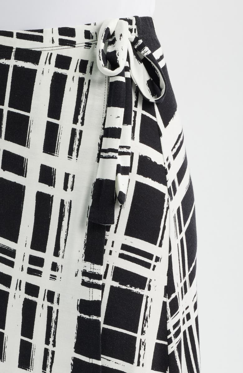 Loveappella Windowpane Plaid Faux Wrap Knit Skirt, Alternate, color, Black/ Ivory