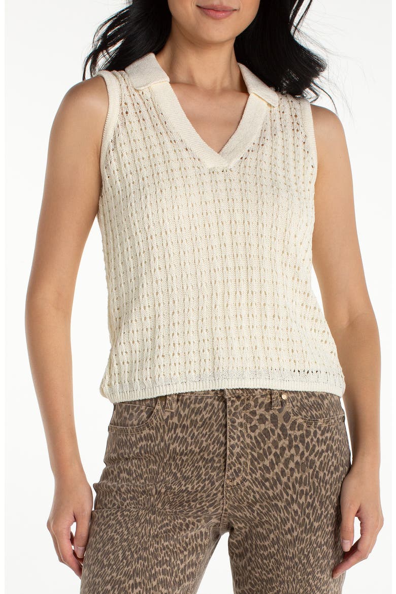 Johnny Collar Open Stitch Sweater Vest, Main, color, CREAM
