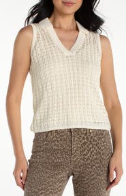 Liverpool Los Angeles Johnny Collar Open Stitch Sweater Vest