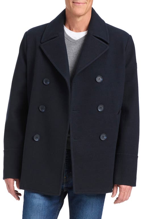Vince Camuto Double Breasted Water Resistant Coat In Blue