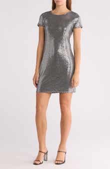 bebe Sparkle Knit Shirt Dress